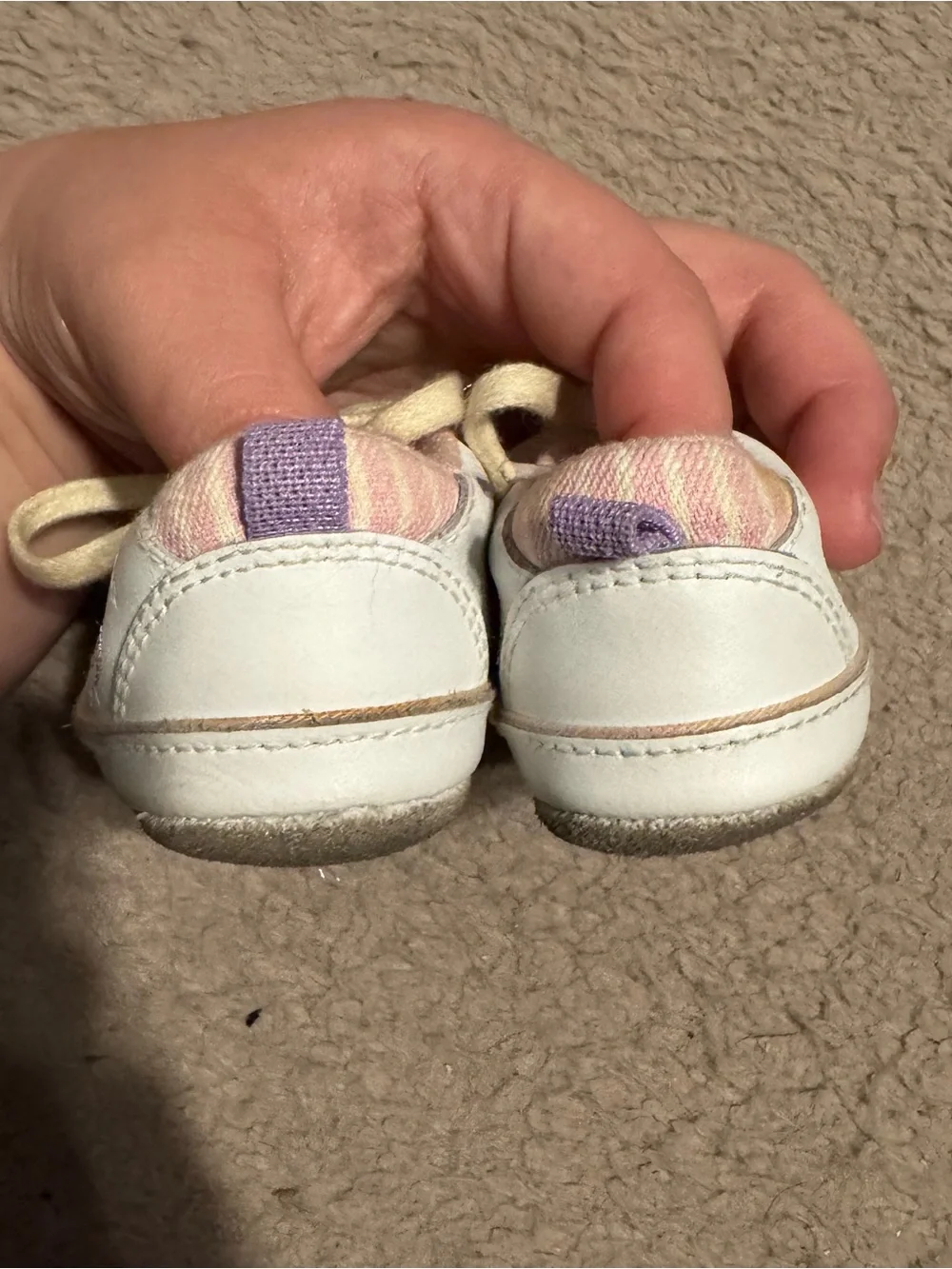 Vintage Oshkosh Crib Shoes Baby Butterfly Size 1 6-12 Weeks White Embroidered-